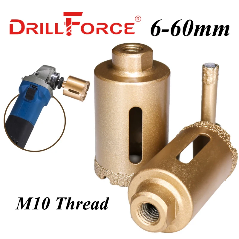Drillforce 1 шт. 6-60 мм M10 резьба сухой вакуумный Алмазный сверлильный сердечник с пайкой керамическая плитка кольцевая пила гранит мрамор сверла
Drillforce 1 шт. 6-60 мм M10 резьба сухой вакуумный Алмазный сверлильный сердечник с пайкой керамическая плитка кольцевая пила гранит мрамор сверла