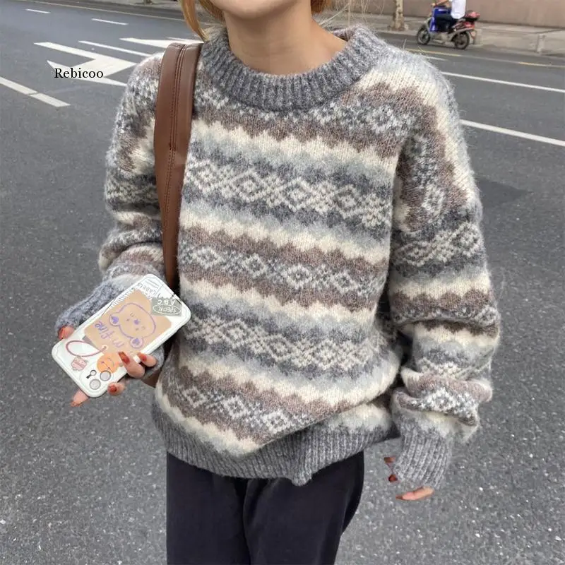Pullover Sweater Women Loose Round Neck Long Sleeve Sweaters Knitted Cotton Sweater Women's Jumper
Pullover Sweater Women Loose Round Neck Long Sleeve Sweaters Knitted Cotton Sweater Women's Jumper