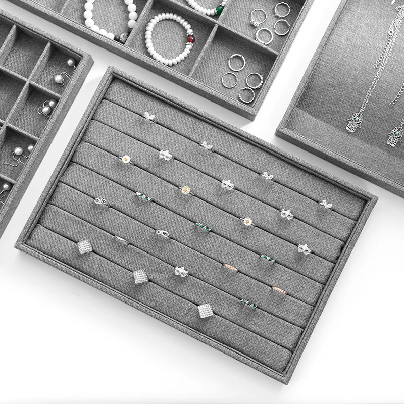 Gray Linen Stackable Jewelry Tray Jewellery Organizer Jewelry Storage Box Ring Display Tray Necklace Storage Plate boite cadeau
Gray Linen Stackable Jewelry Tray Jewellery Organizer Jewelry Storage Box Ring Display Tray Necklace Storage Plate boite cadeau