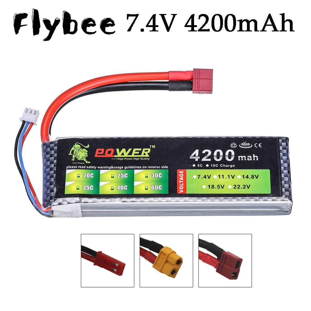 HIGH POWER 7.4V 4200mAh 2S LiPo Battery for RC Airplane Helicopter Car Boat 2S 4200 mah 7.4 V Lipo Battery With T/XT60/JST Plug
HIGH POWER 7.4V 4200mAh 2S LiPo Battery for RC Airplane Helicopter Car Boat 2S 4200 mah 7.4 V Lipo Battery With T/XT60/JST Plug