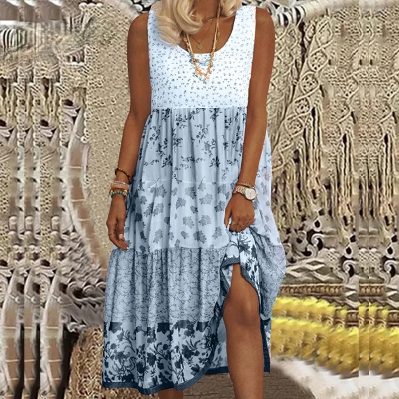 Retro Floral Print Patchwork Party Dress Women Casual O Neck Ruffle Long Dress Summer Fashion Sleeveless A-Line Beach Dresses
Retro Floral Print Patchwork Party Dress Women Casual O Neck Ruffle Long Dress Summer Fashion Sleeveless A-Line Beach Dresses