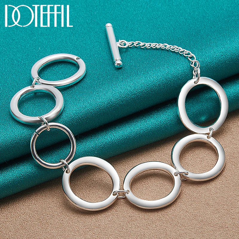 DOTEFFIL 925 Sterling Silver Gold Round Circle O Chain Bracelet For Women Fashion Charm Wedding Engagement Party Jewelry
DOTEFFIL 925 Sterling Silver Gold Round Circle O Chain Bracelet For Women Fashion Charm Wedding Engagement Party Jewelry