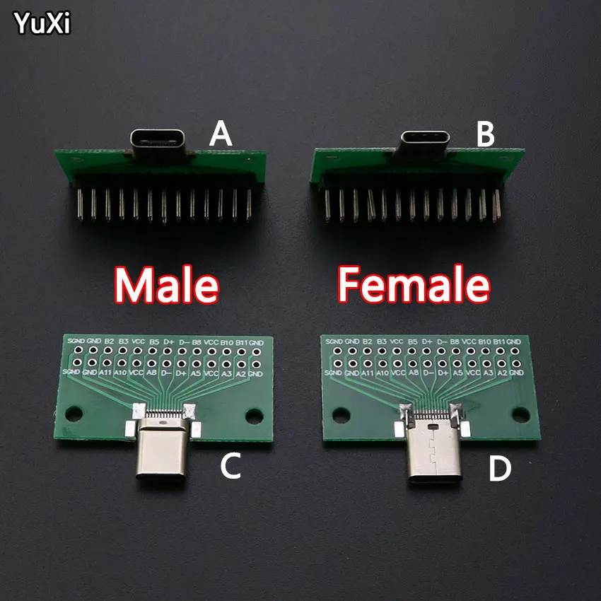 YUXI 2Pcs TYPE-C Male seat Female seat Test Board Double-sided Plug Pin 24P Female seat to 2.54 USB 3.1 Data cCable Transfer
YUXI 2Pcs TYPE-C Male seat Female seat Test Board Double-sided Plug Pin 24P Female seat to 2.54 USB 3.1 Data cCable Transfer