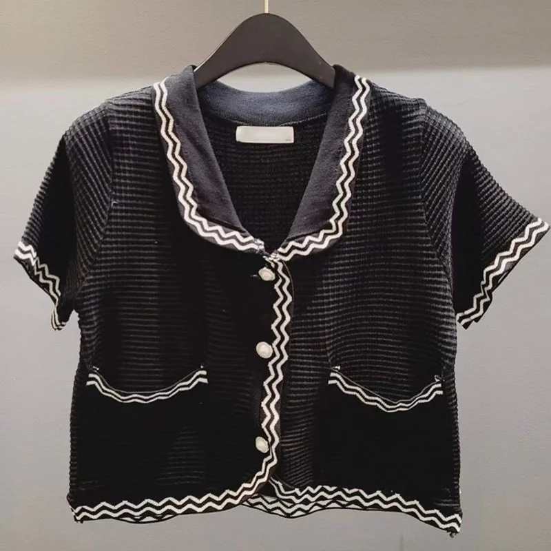 New Womens Elegant Short Sleeve Turn-Down Collar Single Breasted Pockets Korean Style Casual Vintage Short Fashion T-Shirts
New Womens Elegant Short Sleeve Turn-Down Collar Single Breasted Pockets Korean Style Casual Vintage Short Fashion T-Shirts