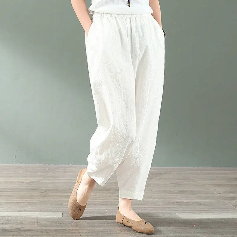 Plus Size M-4XL Summer Thin Cotton And Linen Harem Pants Women Harajuku Style Vintage Loose Casual Trousers White Pants C7528
Plus Size M-4XL Summer Thin Cotton And Linen Harem Pants Women Harajuku Style Vintage Loose Casual Trousers White Pants C7528