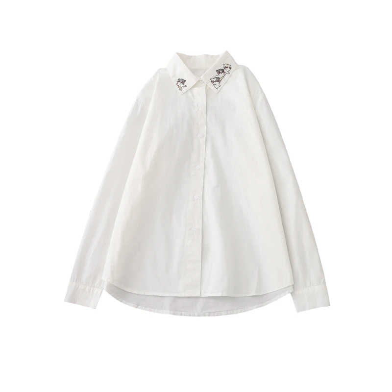 Spring Aesthetic Kawaii Cartoon Cat Shirts Women White Blouse Cute Preppy Casual Cotton Embroidery Collar Button Up School Tops
Spring Aesthetic Kawaii Cartoon Cat Shirts Women White Blouse Cute Preppy Casual Cotton Embroidery Collar Button Up School Tops