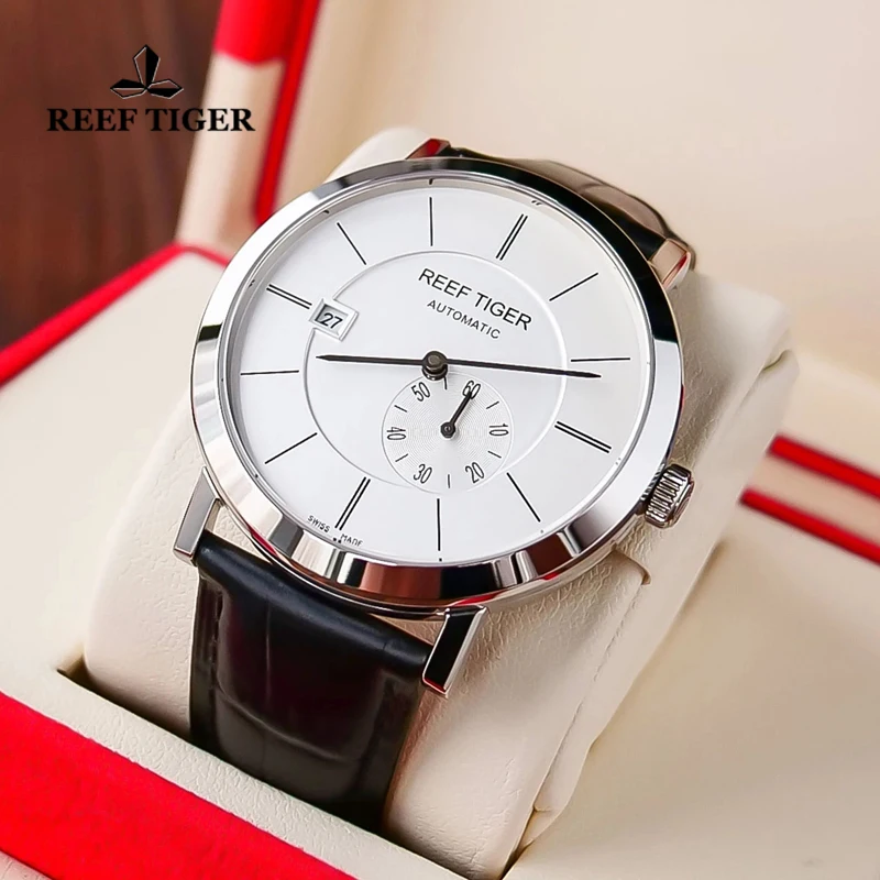 Reef Tiger/RT New Men's Mechanical Watches Business Waterproof Clock Luxury Brand Genuine Leather Ultra Thin Automatic Watches
Reef Tiger/RT New Men's Mechanical Watches Business Waterproof Clock Luxury Brand Genuine Leather Ultra Thin Automatic Watches