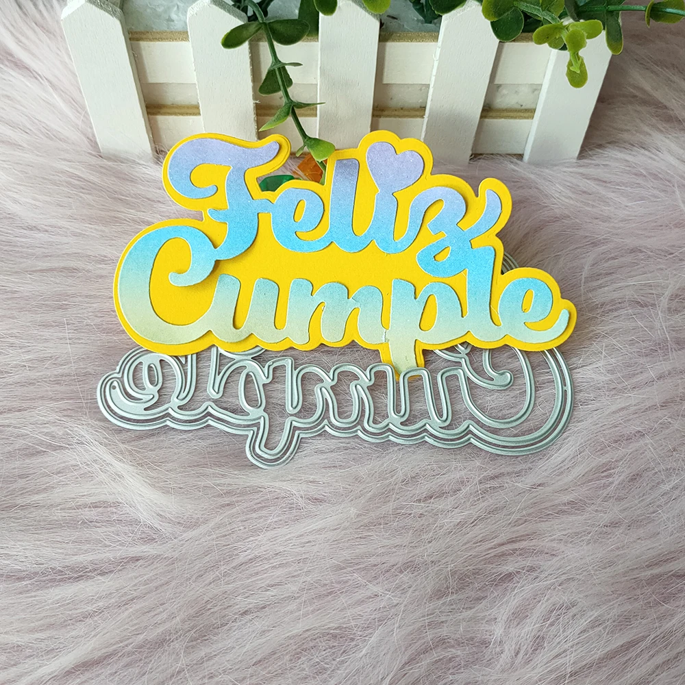 New Spanish Happy Birthday Metal cutting Mould DIY embossed Paper Photo album greeting Card Gift making cutting Mould
New Spanish Happy Birthday Metal cutting Mould DIY embossed Paper Photo album greeting Card Gift making cutting Mould