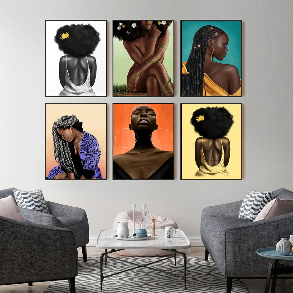 Fashion Canvas Painting Black Girl Poster and Print Wall Art Pictures For Living Room Home Decor Afrocentric Female Portrait
Fashion Canvas Painting Black Girl Poster and Print Wall Art Pictures For Living Room Home Decor Afrocentric Female Portrait