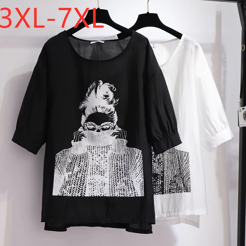 New 2023 Summer Plus Size Tops For Women Large Loose Short Sleeve Print Black White Silk Sunscreen T-shirt 3XL 4XL 5XL 6XL 7XL
New 2023 Summer Plus Size Tops For Women Large Loose Short Sleeve Print Black White Silk Sunscreen T-shirt 3XL 4XL 5XL 6XL 7XL