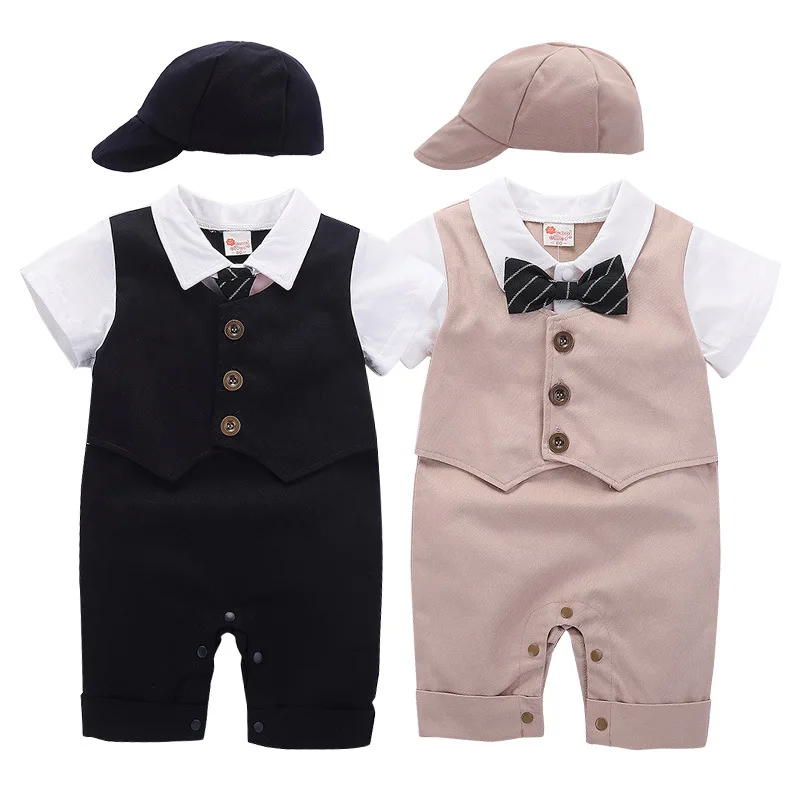 Children's Suit Lapel Single-breasted Short-sleeved Gentleman's One-piece Cotton Male Baby Open-file Jumpsuit Vest Suit Free Hat
Children's Suit Lapel Single-breasted Short-sleeved Gentleman's One-piece Cotton Male Baby Open-file Jumpsuit Vest Suit Free Hat