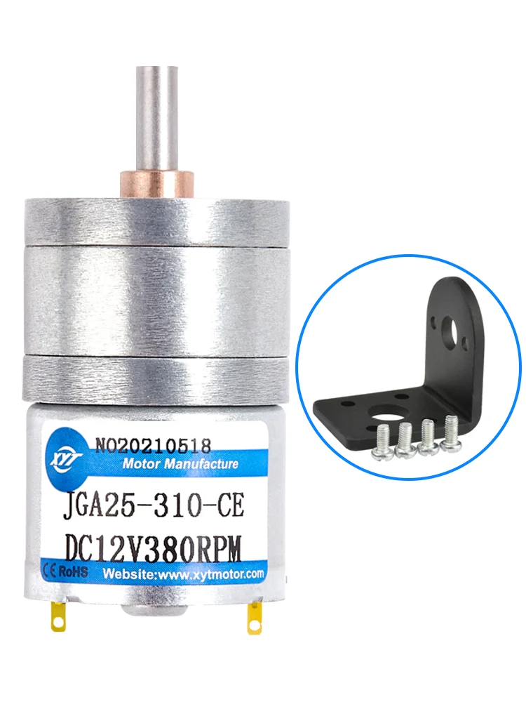 JGA25-310 Mini DC Gear Motor Low Speed Small Motor 6v12v Speed Regulating Motor Long Life DC Electric Motor with Bracket
JGA25-310 Mini DC Gear Motor Low Speed Small Motor 6v12v Speed Regulating Motor Long Life DC Electric Motor with Bracket