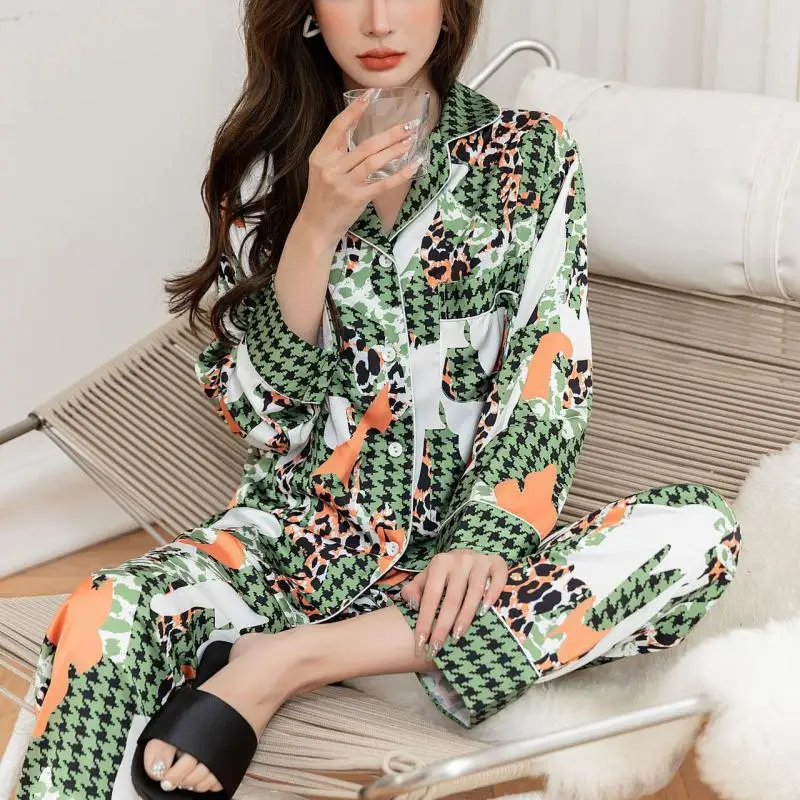 Sleep Set Print Houndstooth Nightwear Women's Pajamas Two Pieces Sets With Trousers Elastic Waist Sleepwear Home Clothes Suit
Sleep Set Print Houndstooth Nightwear Women's Pajamas Two Pieces Sets With Trousers Elastic Waist Sleepwear Home Clothes Suit