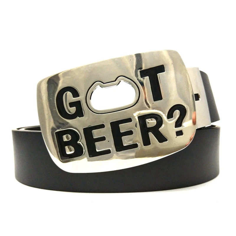 Black PU Leather Casual Men Belts with Silver Bottle Opener Western Metal Novelty Buckle Cowboy Country Accessories Cool Gifts
Black PU Leather Casual Men Belts with Silver Bottle Opener Western Metal Novelty Buckle Cowboy Country Accessories Cool Gifts