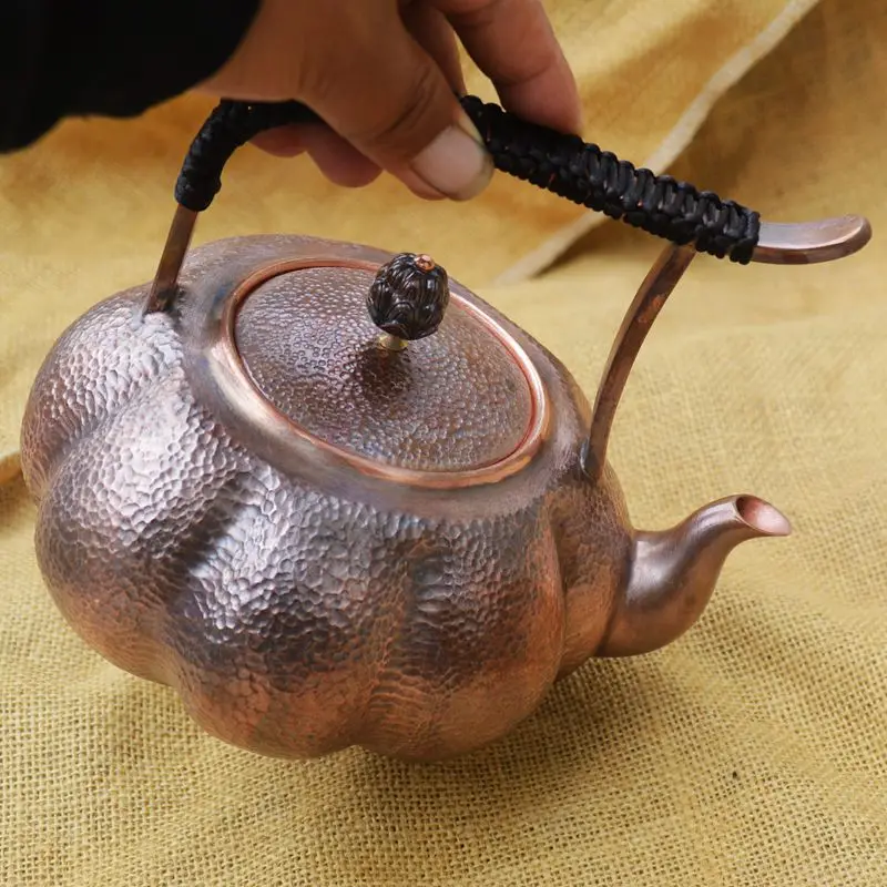 Pure Copper Tea Kettle Teapot with Lid Handle Pumpkin Shaped Thick Exquisite Handmade Retro Thick
Pure Copper Tea Kettle Teapot with Lid Handle Pumpkin Shaped Thick Exquisite Handmade Retro Thick