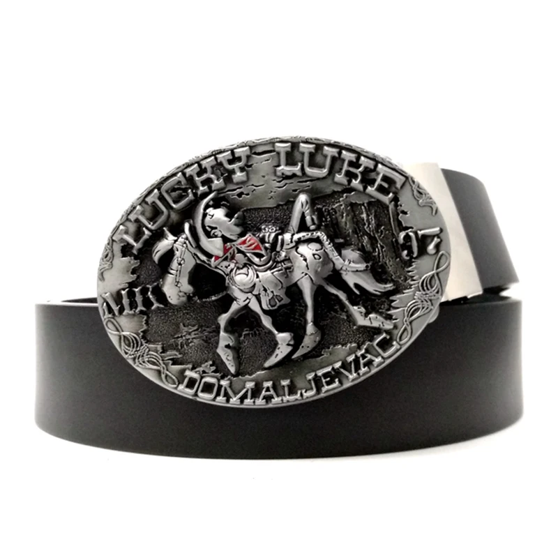 Western Cowboy Riding Horse Lucky Luke Metal Buckle Casual Men Belts Black PU Leather Fashion Accessories for Boy Male Gifts
Western Cowboy Riding Horse Lucky Luke Metal Buckle Casual Men Belts Black PU Leather Fashion Accessories for Boy Male Gifts