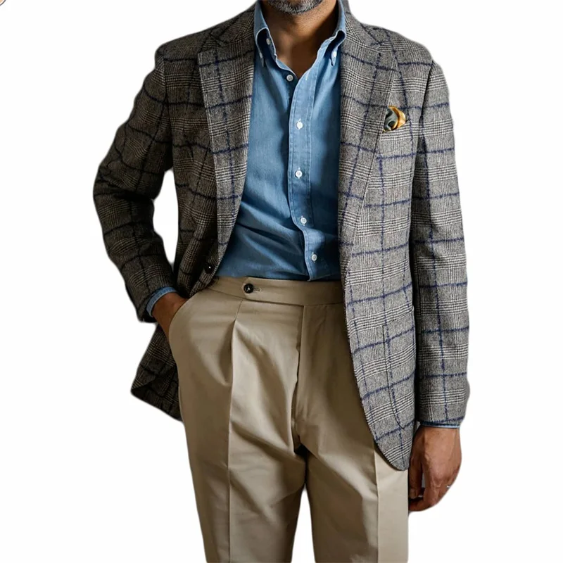 One Piece Fashion Plaid Men Suits Custom Made Men Coat Single Breasted Lapel Business Jacket High Quality Fast Shipping
One Piece Fashion Plaid Men Suits Custom Made Men Coat Single Breasted Lapel Business Jacket High Quality Fast Shipping