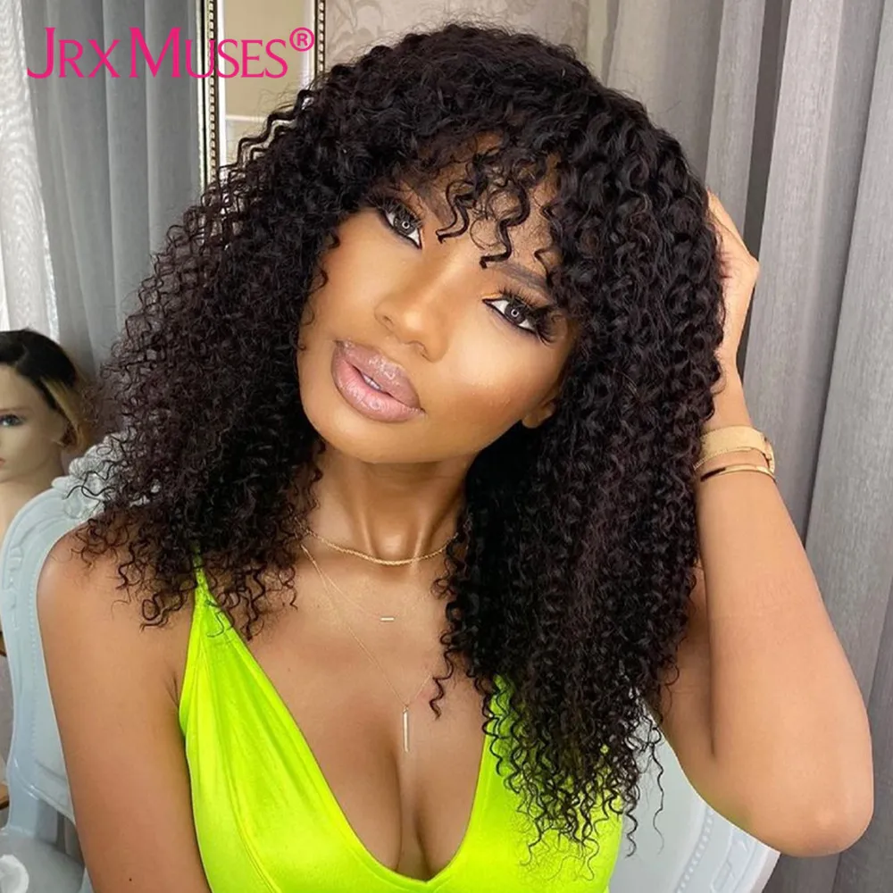 Malaysian Curly Human Hair Wigs with Bangs Kinky Curly Wig for Women Full Machine Made Fringe Wigs 180 Density
Malaysian Curly Human Hair Wigs with Bangs Kinky Curly Wig for Women Full Machine Made Fringe Wigs 180 Density