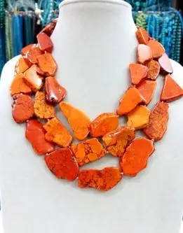 Wedding Handmade Elegant Orange Turquoise Necklace Women Gift Exaggerated Fashion Jewelry Slice Turquoise Stone 3 Layer Necklace
Wedding Handmade Elegant Orange Turquoise Necklace Women Gift Exaggerated Fashion Jewelry Slice Turquoise Stone 3 Layer Necklace