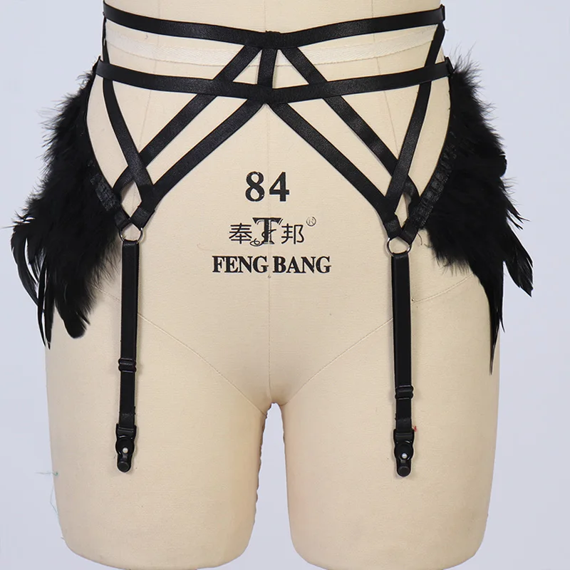 Feather Goth Body Harness Pole Dance Bondage Garters Stockings Leg Harness Punk Garter Belt Women Sexy Lingerie Body Cage
Feather Goth Body Harness Pole Dance Bondage Garters Stockings Leg Harness Punk Garter Belt Women Sexy Lingerie Body Cage