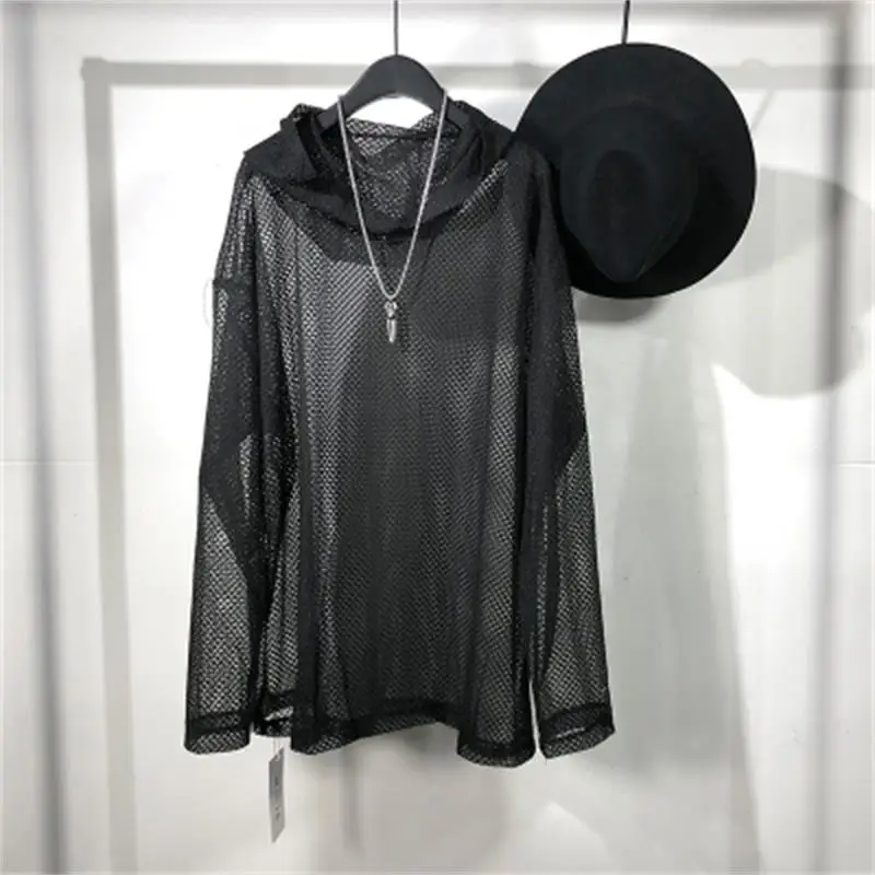 Men's Long Sleeve Hoodie Spring/Summer New Solid Color Hollow-Out Mesh Design Street Style Hip Hop Personality Tide Men Loose
Men's Long Sleeve Hoodie Spring/Summer New Solid Color Hollow-Out Mesh Design Street Style Hip Hop Personality Tide Men Loose