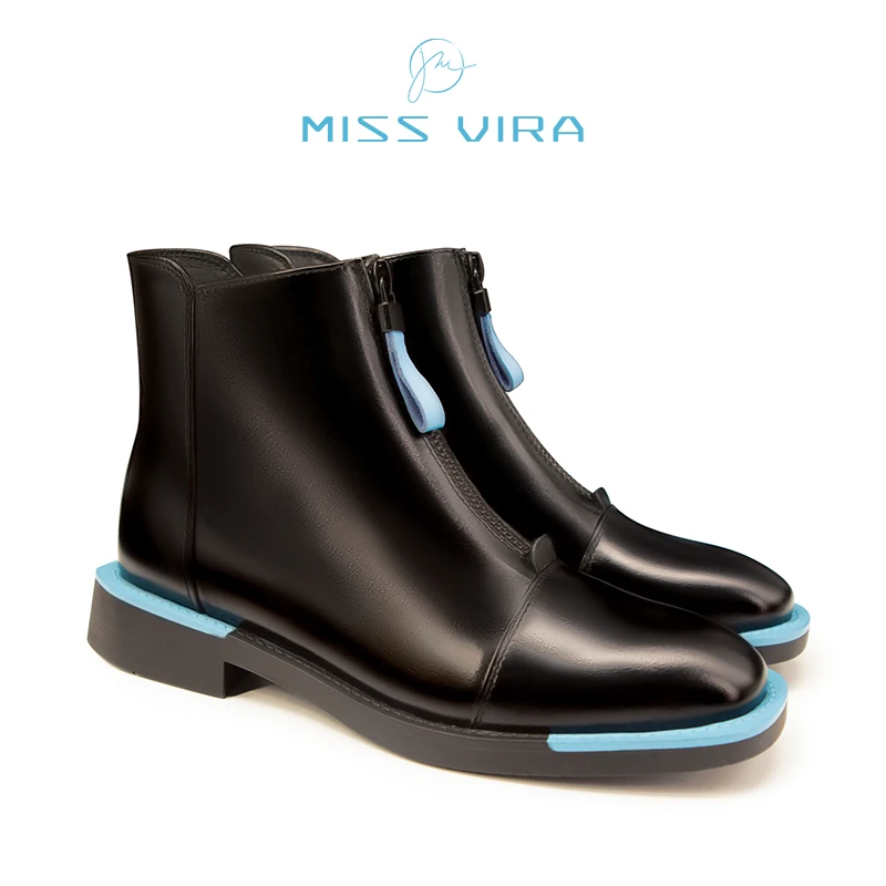 MISS VIRA Ankle Boots Women Genuine Leather Spring Flat Boots Front Zipper Fashion Two Color Block Boots Ladies Shoes
MISS VIRA Ankle Boots Women Genuine Leather Spring Flat Boots Front Zipper Fashion Two Color Block Boots Ladies Shoes