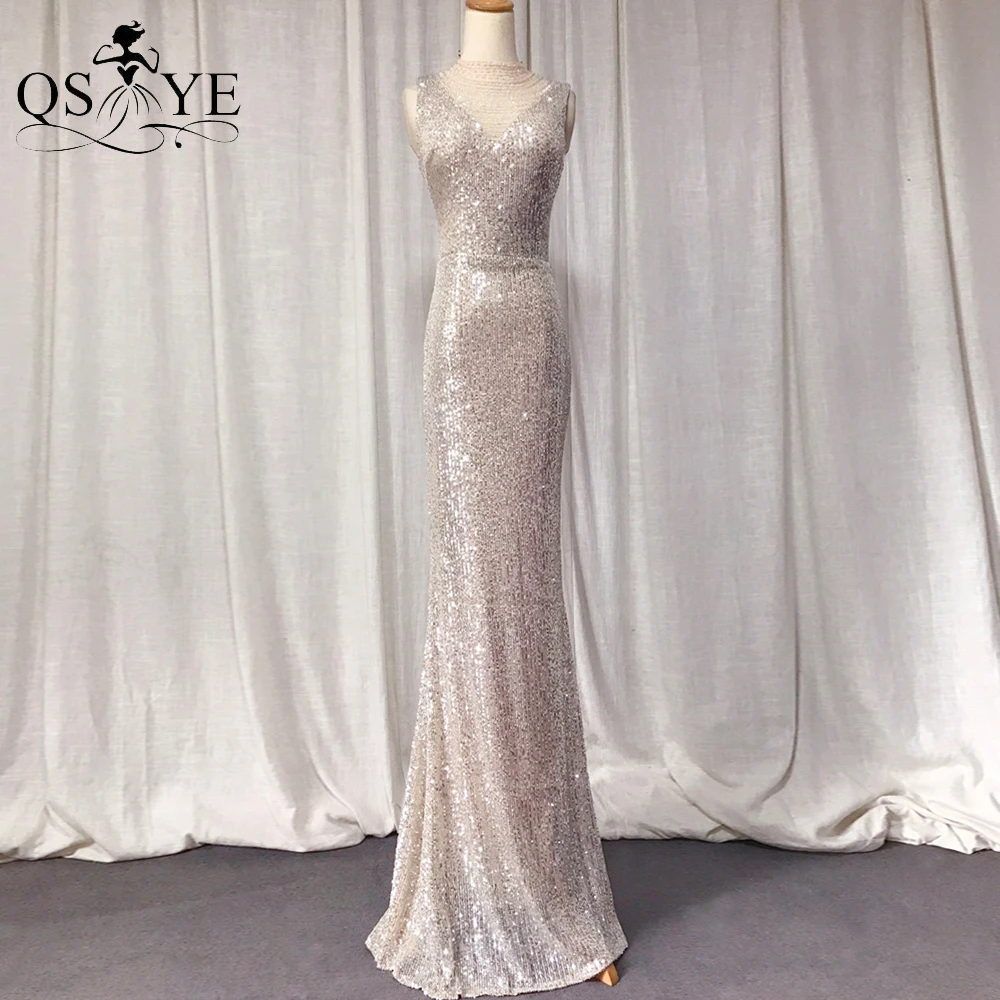 Sparkle Silver Evening Dresses Mermaid Sequin Evening Gown Glitter Bead High Neck Fit Formal Party Gown Sleeveless Women Vestido
Sparkle Silver Evening Dresses Mermaid Sequin Evening Gown Glitter Bead High Neck Fit Formal Party Gown Sleeveless Women Vestido