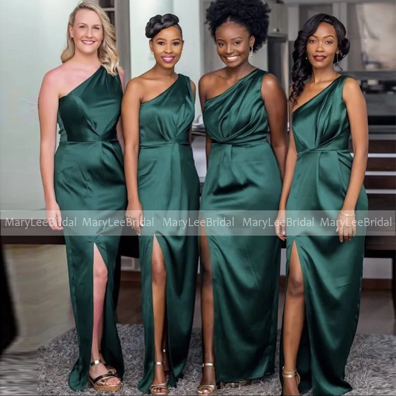 Emerald Green One Shoulder Bridesmaid Dresses Sexy Side Split Pleat Shiny Satin Women Wedding Party Dress Maid Of Honor Gowns
Emerald Green One Shoulder Bridesmaid Dresses Sexy Side Split Pleat Shiny Satin Women Wedding Party Dress Maid Of Honor Gowns