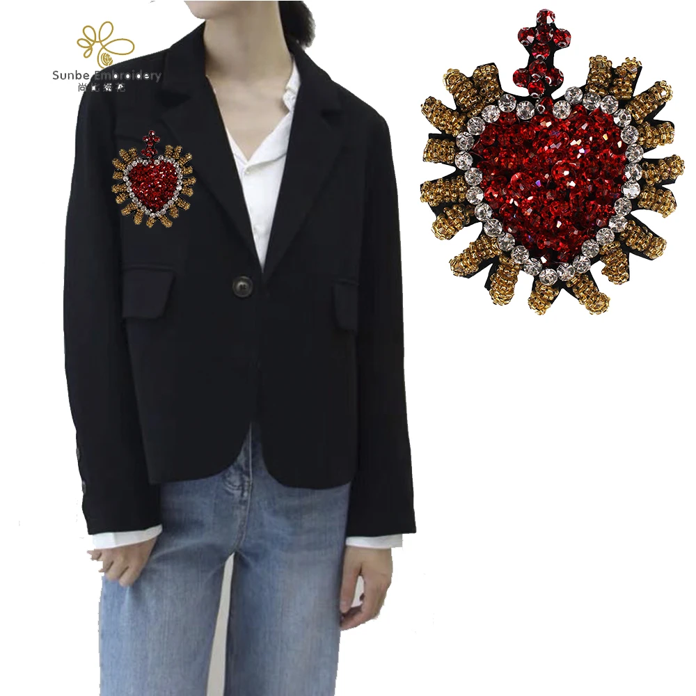 Handmade Beaded Rhinestone Heart Patches Sew on Red Sequin Badge 2 pieces
Handmade Beaded Rhinestone Heart Patches Sew on Red Sequin Badge 2 pieces