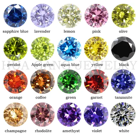 5A pierre de zircone cubique multicolore de forme ronde, taille brillante, pierres CZ en vrac, pierres précieuses synthétiques, perles pour bijoux 0.8 ~ 12mm AAAAA
