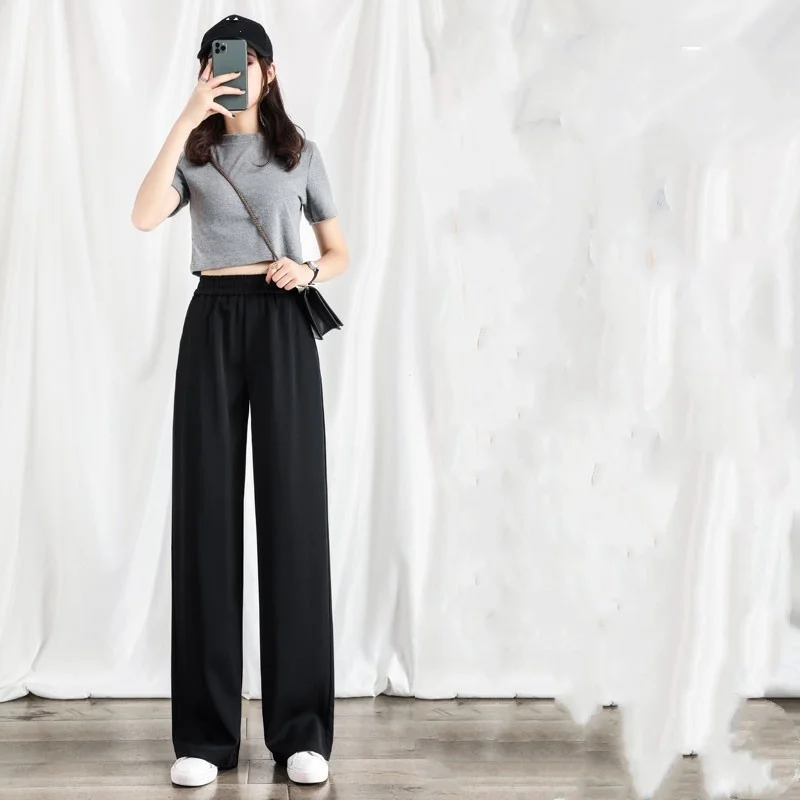 Elastic Women Waist Suit Pants Casual Loose Wide Leg Pants Summer Thin Section Sweatpants Female High Waist Straight Trousers
Elastic Women Waist Suit Pants Casual Loose Wide Leg Pants Summer Thin Section Sweatpants Female High Waist Straight Trousers
