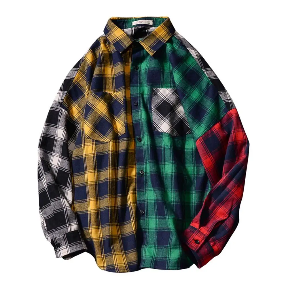 Fashion Mens Youth Stylish Patchwork Hipster Colorful Plaid Loose Oversized Shirts Clothes For Male Daily Outerwear Streetwear
Fashion Mens Youth Stylish Patchwork Hipster Colorful Plaid Loose Oversized Shirts Clothes For Male Daily Outerwear Streetwear