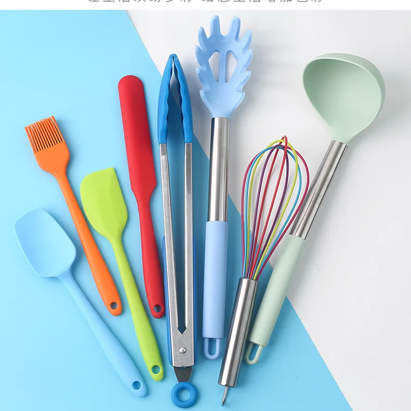 Color Silica Gel Kitchen Ware Set Combination 15-Piece Stainless Steel Handle Strap Storage Bucket Edible Gel Kitchen Tool
Color Silica Gel Kitchen Ware Set Combination 15-Piece Stainless Steel Handle Strap Storage Bucket Edible Gel Kitchen Tool