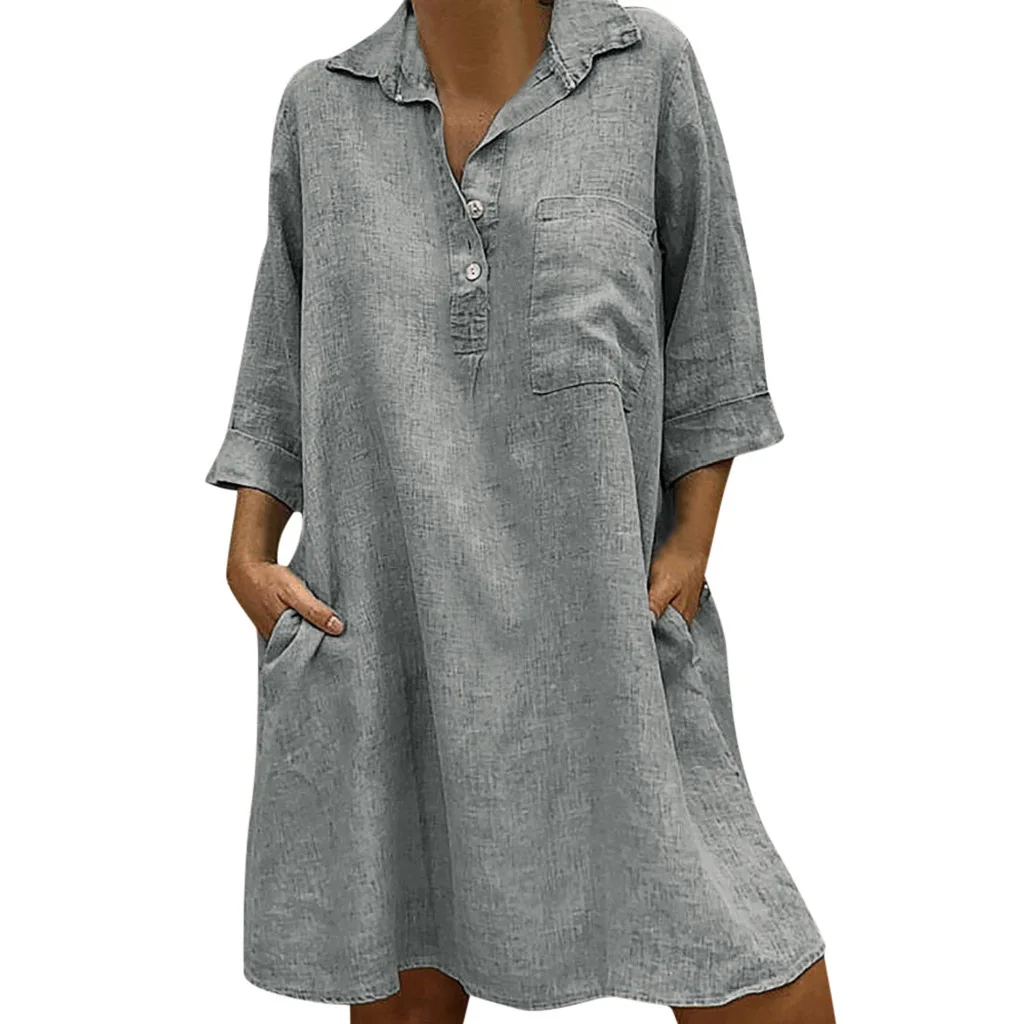 Summer Dress Drop Shipping Femmale Clothes Short Sleeve V-neck Woman Dress with Pockets Casual Loose A-line Dresses Solid Color
Summer Dress Drop Shipping Femmale Clothes Short Sleeve V-neck Woman Dress with Pockets Casual Loose A-line Dresses Solid Color