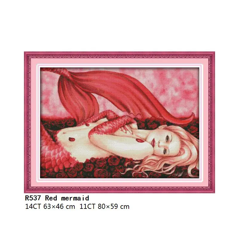 Joy Sunday Cross Stitch Kits Red Mermaid Embroidery Needlework Counted Fabric 11CT 14CT Printed Stamped Crafts Thread Decor Sets
Joy Sunday Cross Stitch Kits Red Mermaid Embroidery Needlework Counted Fabric 11CT 14CT Printed Stamped Crafts Thread Decor Sets