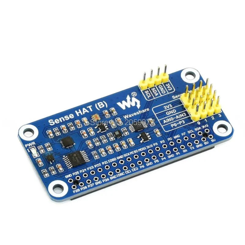 Raspberry Pi sensors HAT gyroscope, accelerometer, magnetometer, barometer, temperature and humidity AD IN one
Raspberry Pi sensors HAT gyroscope, accelerometer, magnetometer, barometer, temperature and humidity AD IN one