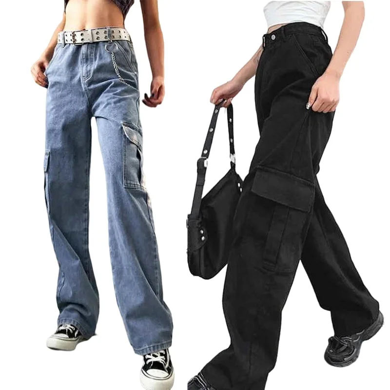 Women's Cargo Pants Large Pocket Jeans High Waist Loose Casual Jeans Female Straight Mopping Denim Pants
Women's Cargo Pants Large Pocket Jeans High Waist Loose Casual Jeans Female Straight Mopping Denim Pants