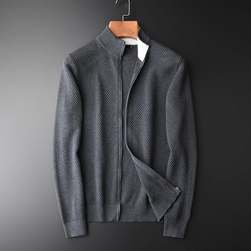 Men Hight Quality Grey Navy Solid Color Cardigan Zipper Sweater Male Fashion Slim Fit Stand Collar Mens Sweaters
Men Hight Quality Grey Navy Solid Color Cardigan Zipper Sweater Male Fashion Slim Fit Stand Collar Mens Sweaters
