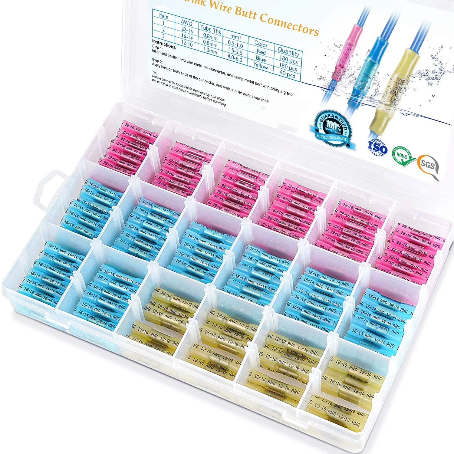 Heat Shrink Butt Connectors,Waterproof Electrical Wire Connectors Kit,Insulated Crimp Butt Splice Terminals for Automotive Marin
Heat Shrink Butt Connectors,Waterproof Electrical Wire Connectors Kit,Insulated Crimp Butt Splice Terminals for Automotive Marin