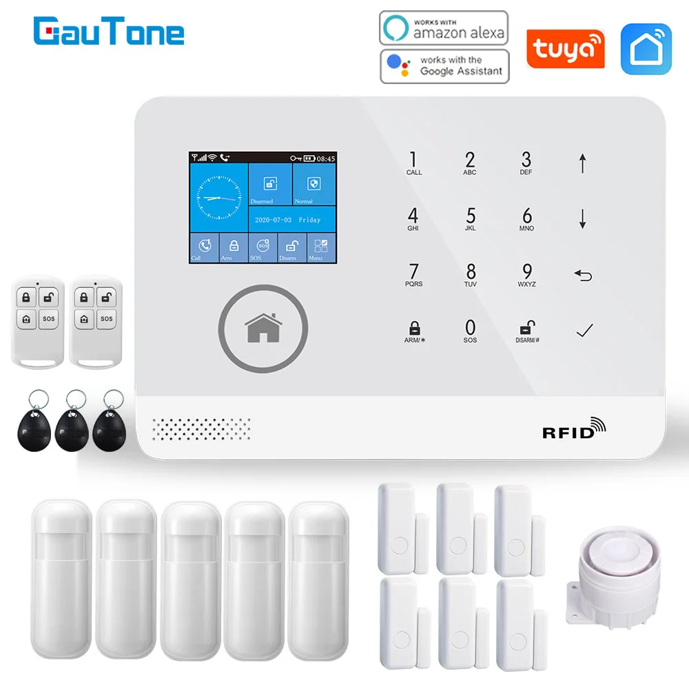 GauTone PG103 tuya WiFi Alarm System Security Home with RFID Card Motion Sensors Smart Life app Control only black
GauTone PG103 tuya WiFi Alarm System Security Home with RFID Card Motion Sensors Smart Life app Control only black