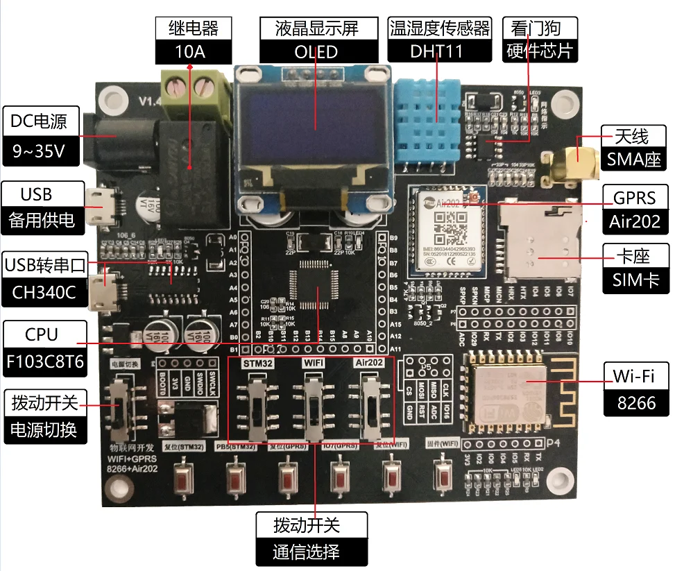 Плата разработки IoT, облачный сервер ESP8266GPRS MQTTair202, приложение WeChat STM32
Плата разработки IoT, облачный сервер ESP8266GPRS MQTTair202, приложение WeChat STM32
