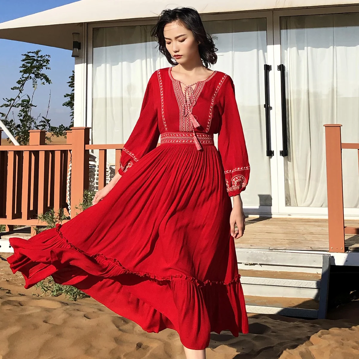 Jastie Ethnic Tassel V Neck Long Sleeve Spring Autumn Dress Women Retro Embroidery Dresses Holiday Hippie Beach Long Maxi Dress
Jastie Ethnic Tassel V Neck Long Sleeve Spring Autumn Dress Women Retro Embroidery Dresses Holiday Hippie Beach Long Maxi Dress