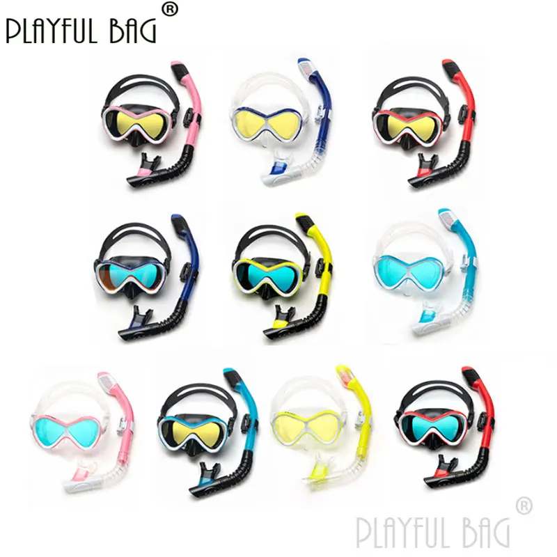 Playful bag Children swimming mask with snorkel set Coated stained glass single lens Children swimming goggles E113
Playful bag Children swimming mask with snorkel set Coated stained glass single lens Children swimming goggles E113