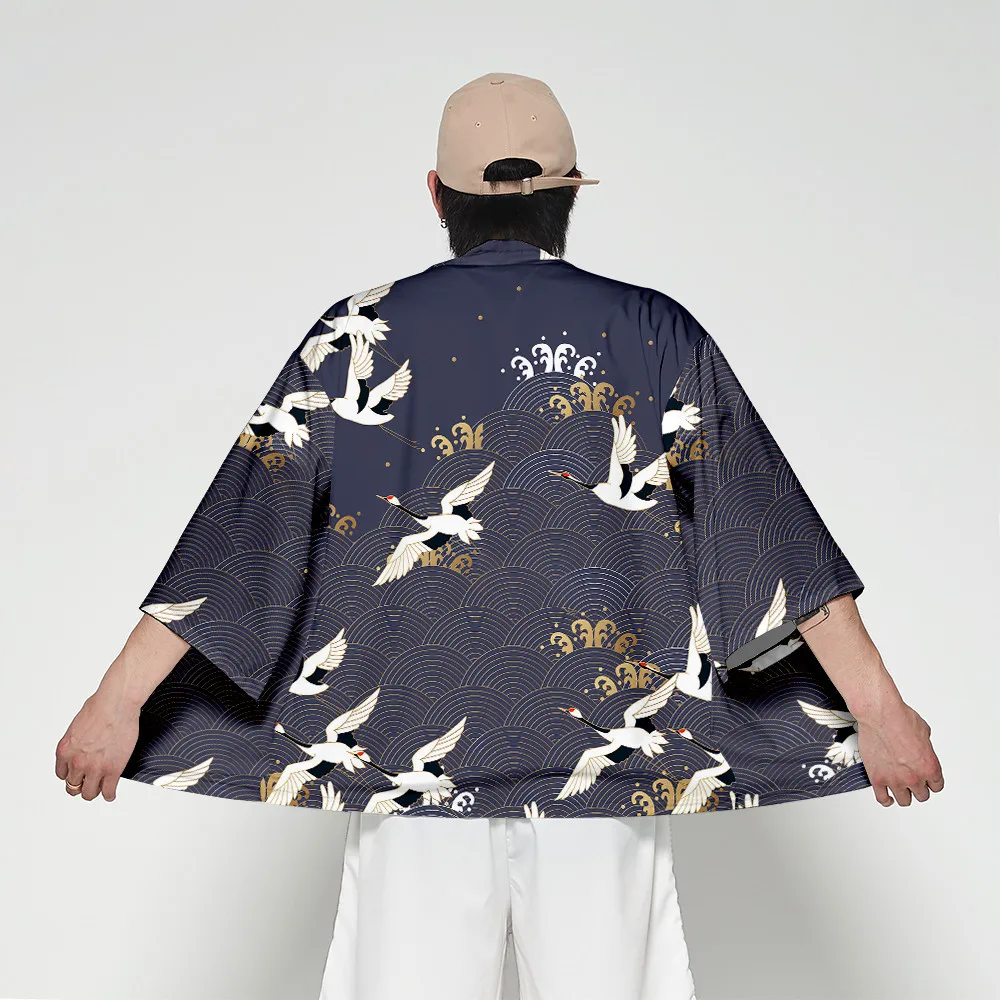 Kimono Cardigan Japanese Style Men Samurai Haori Clothing Crane Printed Traditional Vintage Yukata Asian Clothes Women
Kimono Cardigan Japanese Style Men Samurai Haori Clothing Crane Printed Traditional Vintage Yukata Asian Clothes Women