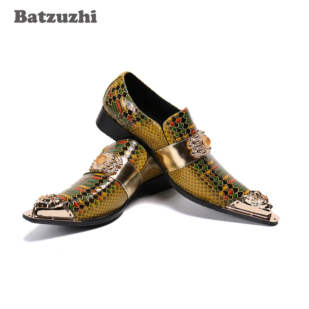 Batzuzhi Japanse Type Men's Shoes Genuine Leather Dress Shoes Pointed Toe Slip on Gold Party/Business/Wedding Dress Shoes Men!
Batzuzhi Japanse Type Men's Shoes Genuine Leather Dress Shoes Pointed Toe Slip on Gold Party/Business/Wedding Dress Shoes Men!