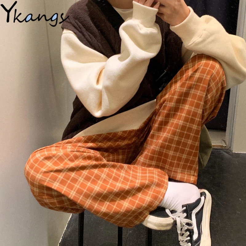 Свободные женские брюки в клетку Harajuku с высокой эластичной талией, повседневные Прямые женские брюки с широкими штанинами в Корейском стиле
Свободные женские брюки в клетку Harajuku с высокой эластичной талией, повседневные Прямые женские брюки с широкими штанинами в Корейском стиле