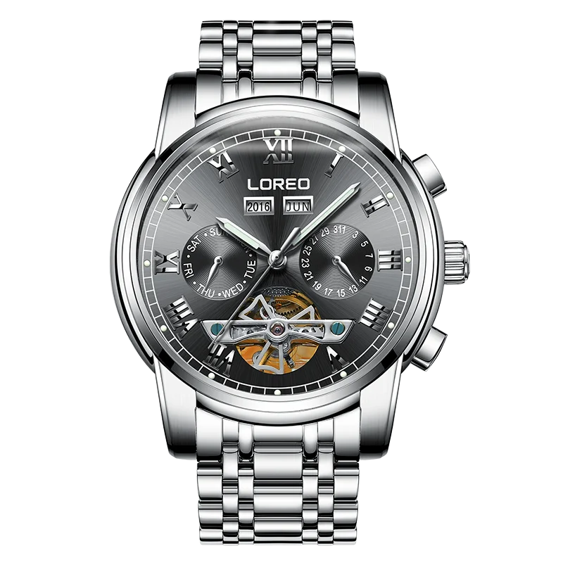 Fashion Tourbillon Mechanical Watch Men Automatic LOREO Mens Watches Top Brand Luxury Sapphire Perpetual calendar Luminous Watch
Fashion Tourbillon Mechanical Watch Men Automatic LOREO Mens Watches Top Brand Luxury Sapphire Perpetual calendar Luminous Watch