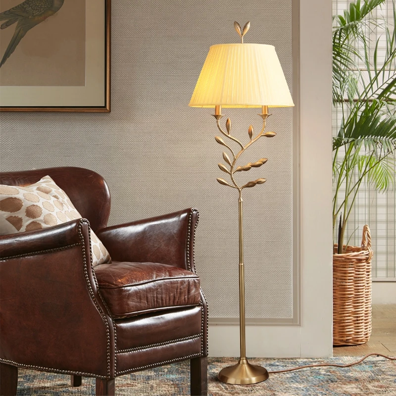 All-copper American light luxury floor lamp branch bedroom living room fabric bedside counter lamp Nordic retro lamps simple
All-copper American light luxury floor lamp branch bedroom living room fabric bedside counter lamp Nordic retro lamps simple