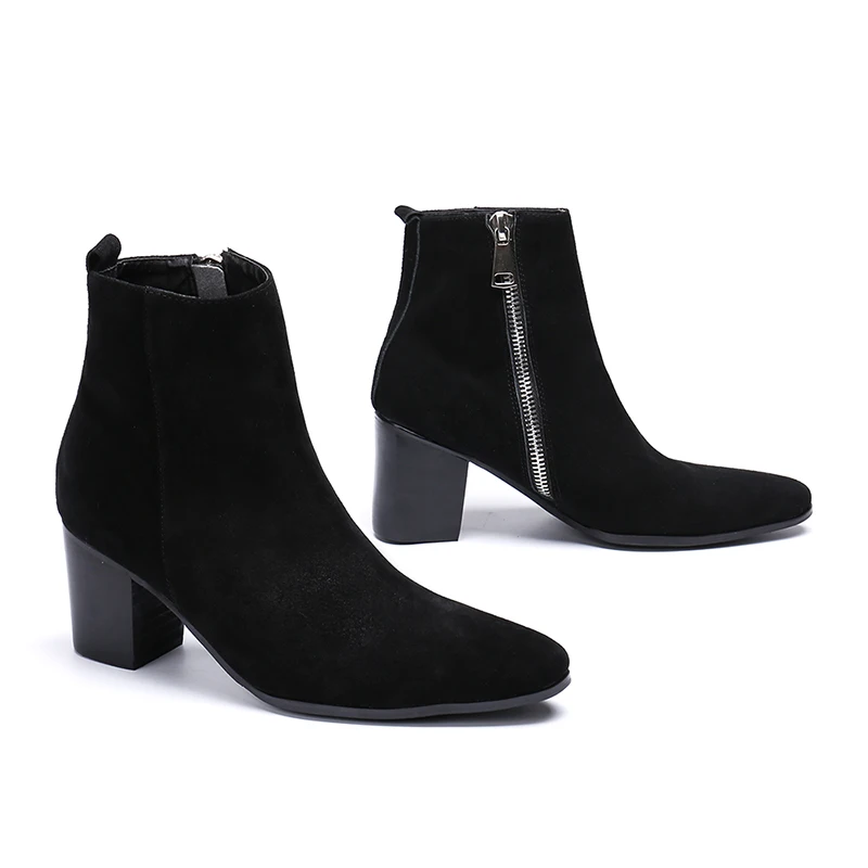 Suede Leather Ankle Boots Men High Heels Pointed Toe Zip Height Increase Mens Daily Business Work Casual Party Boots Size 37-46
Suede Leather Ankle Boots Men High Heels Pointed Toe Zip Height Increase Mens Daily Business Work Casual Party Boots Size 37-46