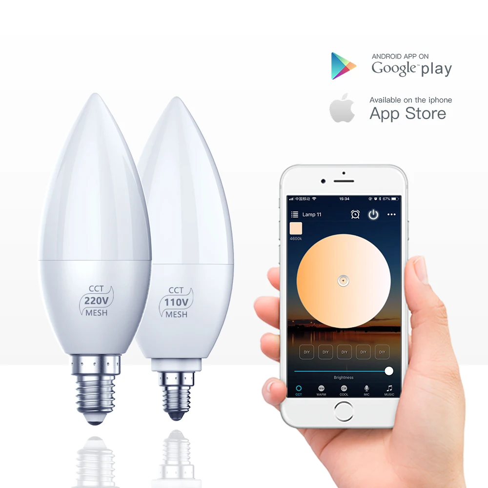 Wireless Bluetooth 4.2 Smart Bulb Home Lighting Lamp E12/110V E14/220V Magic LED 4W Warm and Cold Light Dimmable Decoration
Wireless Bluetooth 4.2 Smart Bulb Home Lighting Lamp E12/110V E14/220V Magic LED 4W Warm and Cold Light Dimmable Decoration